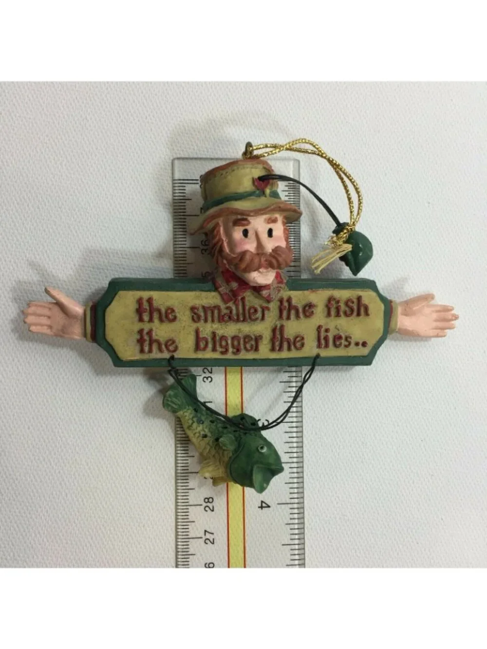 The Smaller The Fish The Bigger The Lies Fisherman Christmas Ornament Red Head